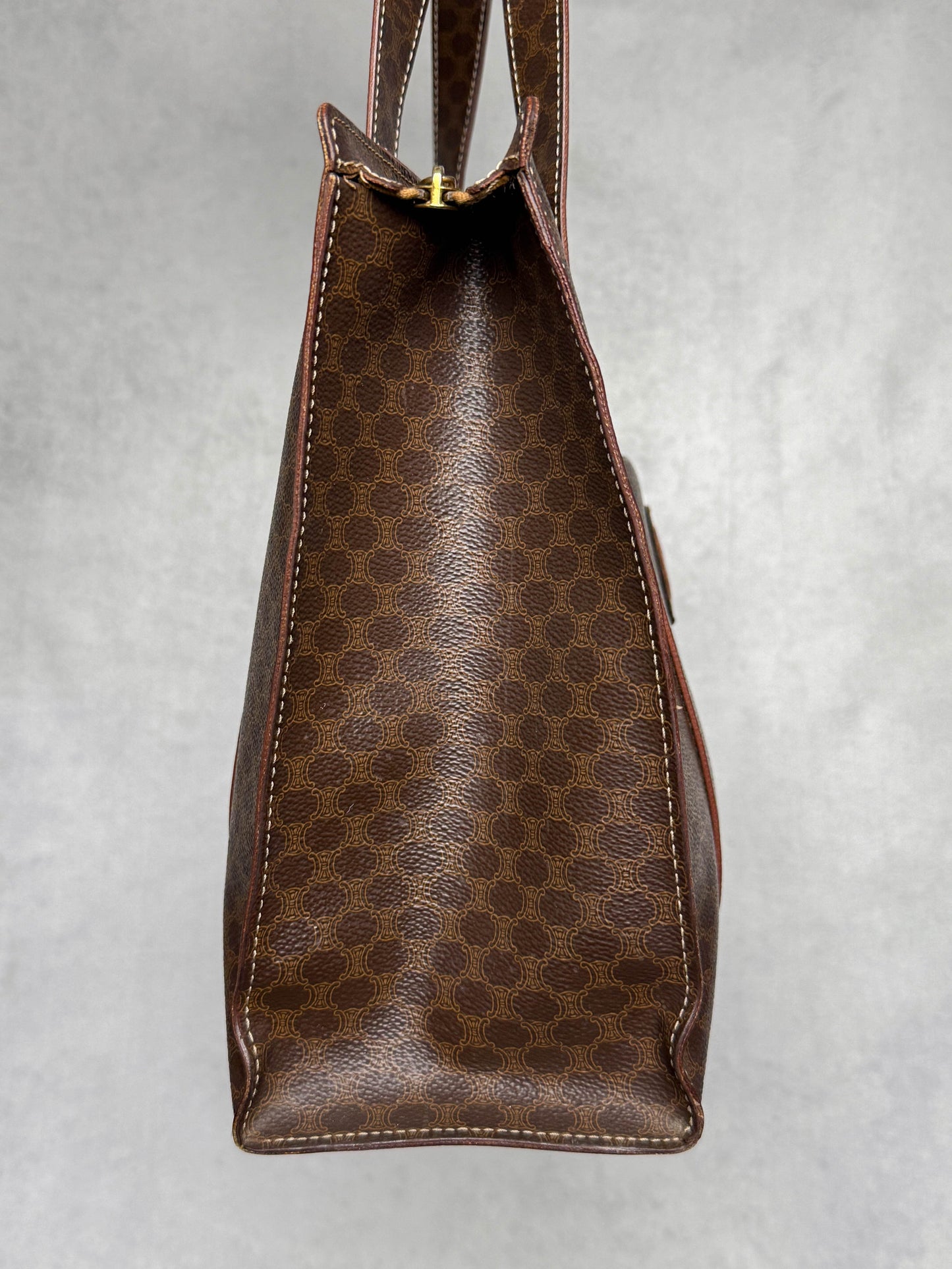 Celine Vintage Brown Macadam Tote Bag Canva/Leather