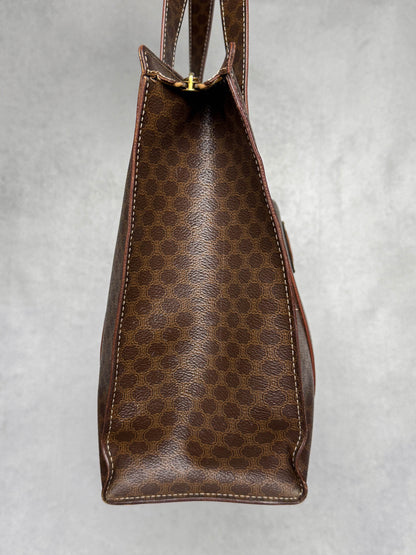 Celine Vintage Brown Macadam Tote Bag Canva/Leather
