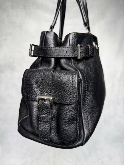 Prada Vitello Daino Black Leather Tote Bag