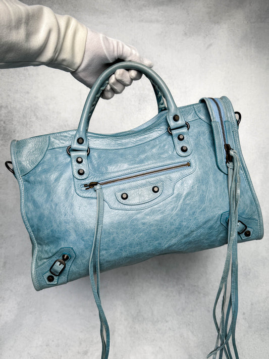 Balenciaga City Bag Medium Light Blue