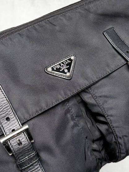 Prada Large Messenger Bag Nylon/Saffiano Leather Black