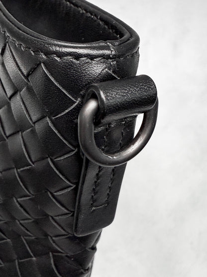 Bottega Veneta Intrecciato Messenger Bag Black