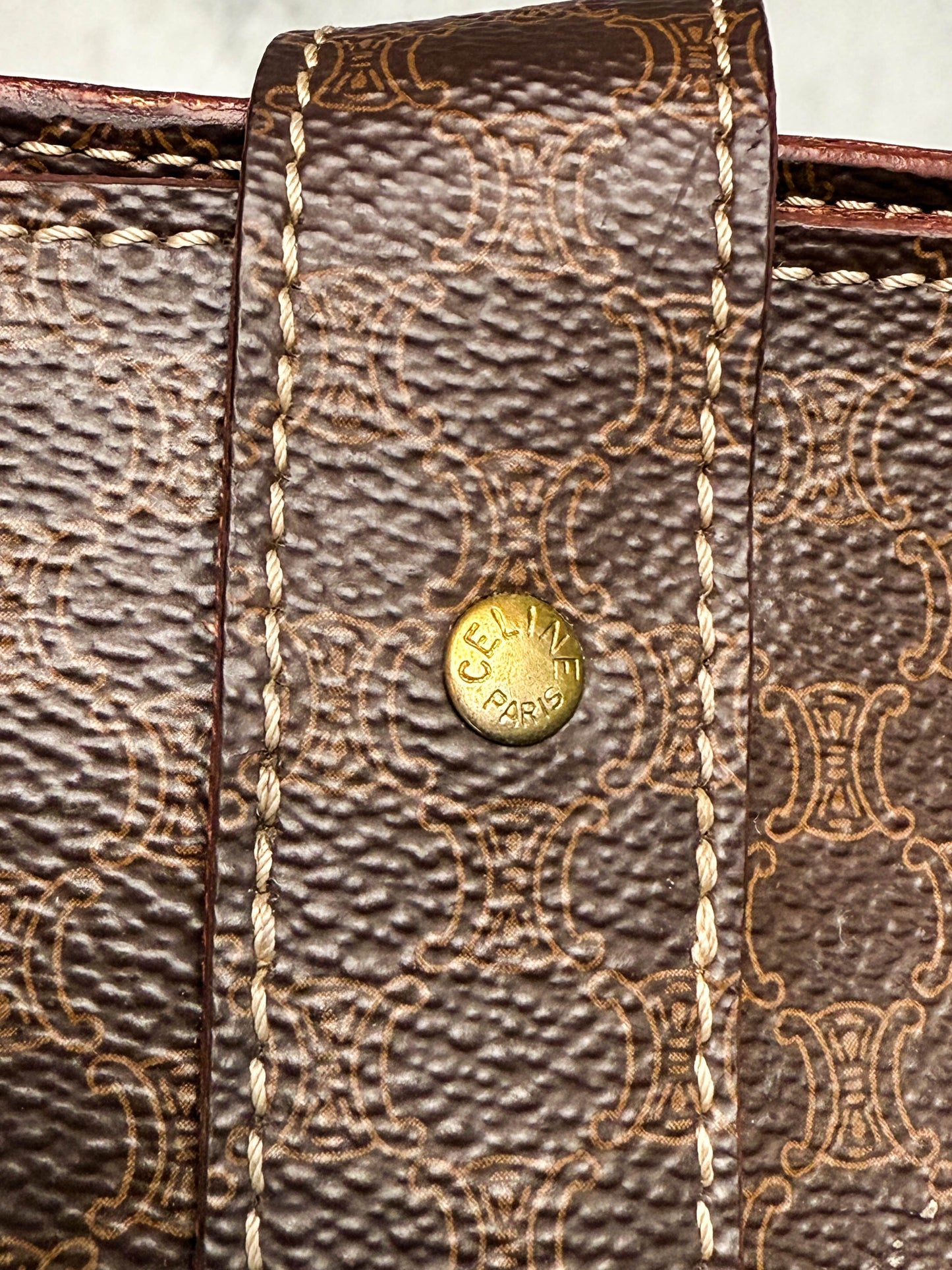 Celine Vintage Brown Macadam Tote Bag Canva/Leather