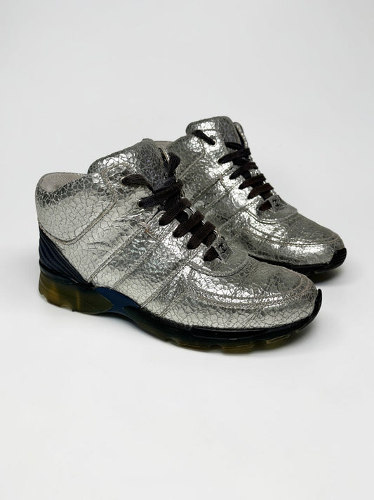 Chanel Runner Cracked Leather Silver (37)