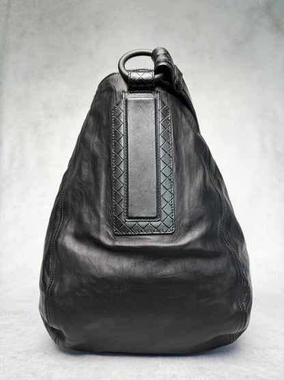 Bottega Veneta Large Leather Crossbody Bag Intrecciato Strap Bronze/Black
