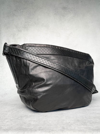 Bottega Veneta Large Leather Crossbody Bag Intrecciato Strap Bronze/Black