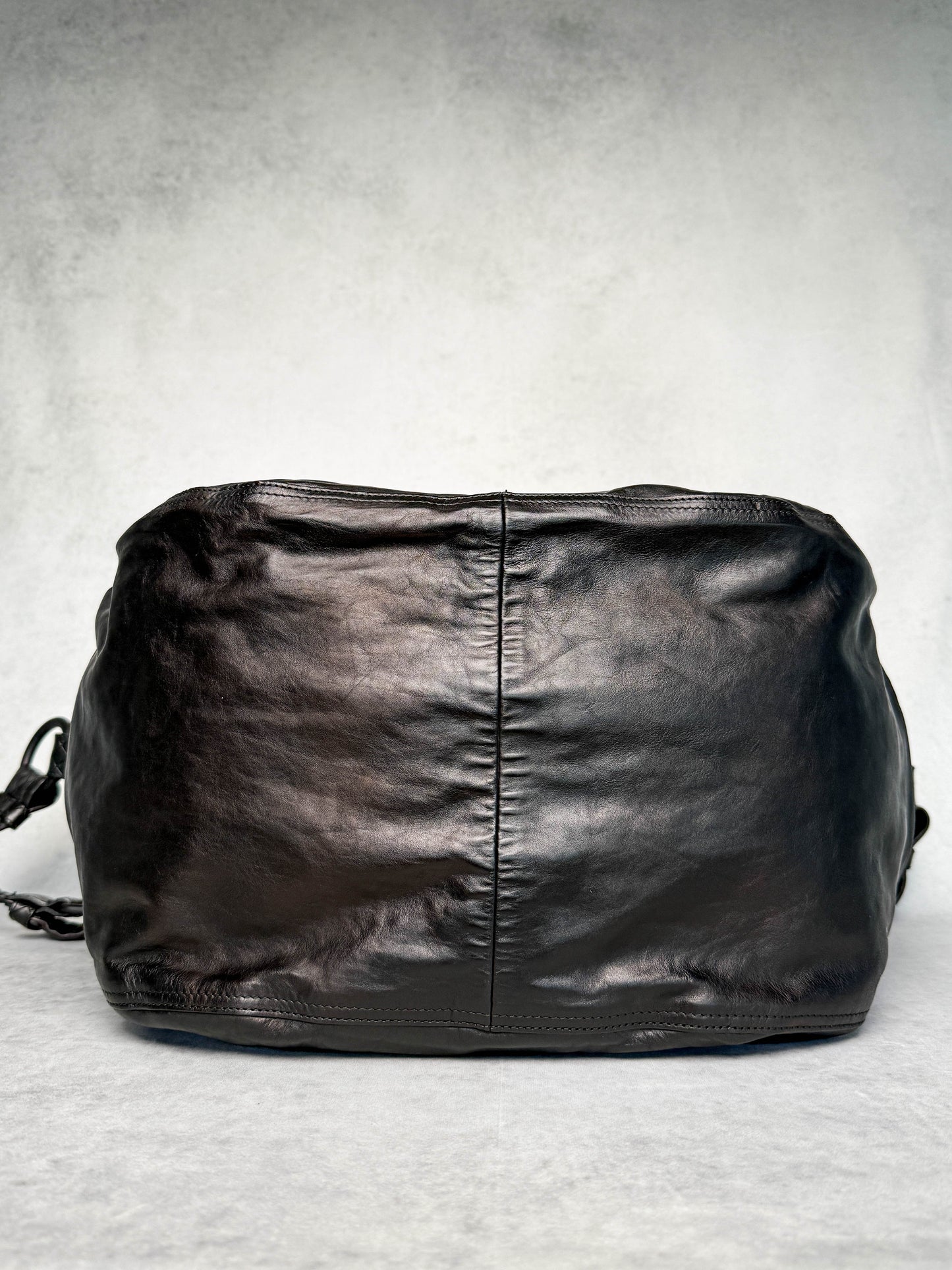Bottega Veneta Large Leather Crossbody Bag Intrecciato Strap Bronze/Black