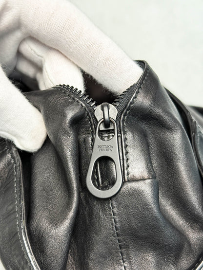 Bottega Veneta Large Leather Crossbody Bag Intrecciato Strap Bronze/Black