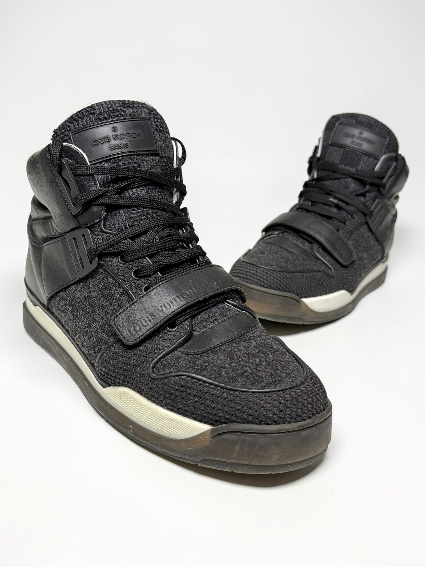 Louis Vuitton SS2015 Black Trailblazer Knit/Leather Strap Sneaker (44)