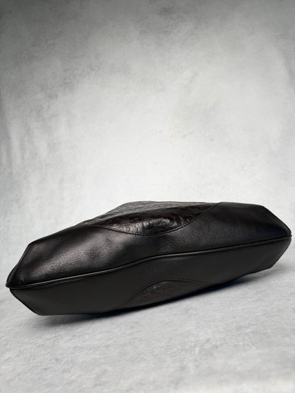Gucci Horsebit Embossed Leather Hobo Bag Dark Brown