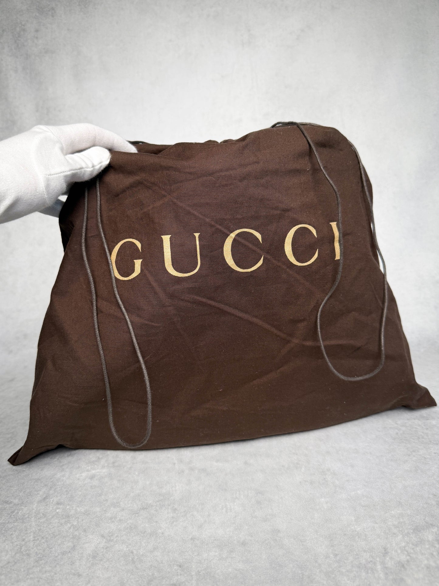 Gucci Horsebit Embossed Leather Hobo Bag Dark Brown