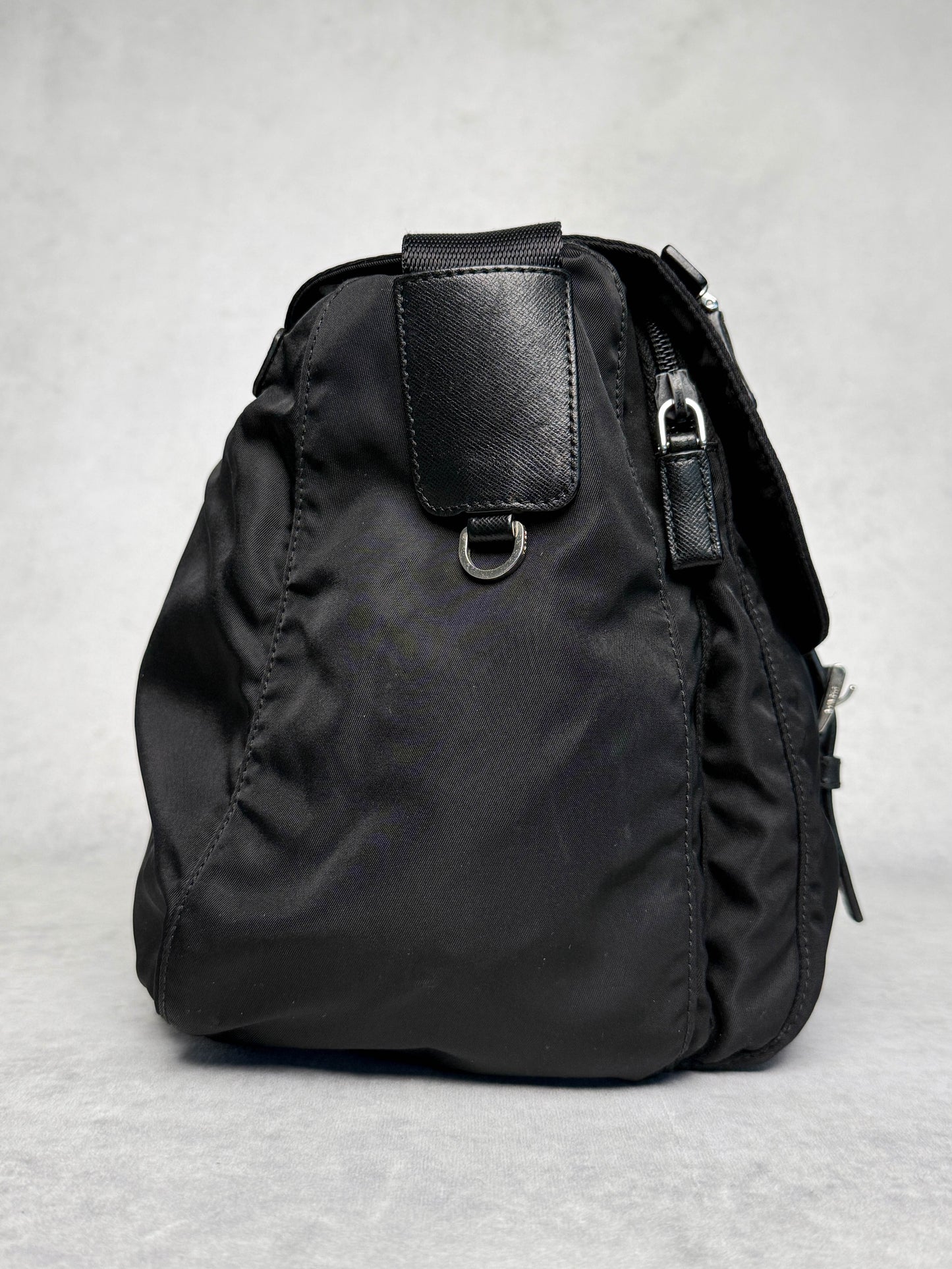 Prada Large Messenger Bag Nylon/Saffiano Leather Black