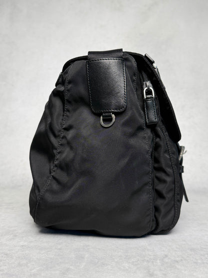 Prada Large Messenger Bag Nylon/Saffiano Leather Black