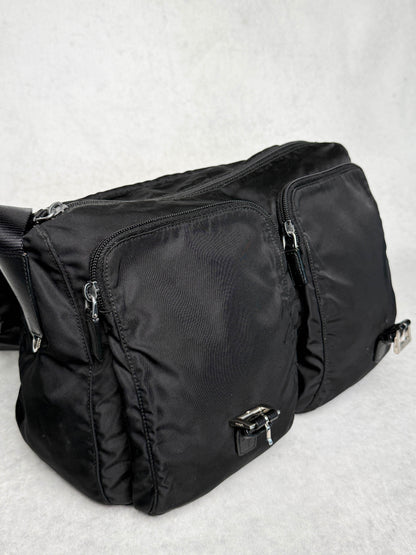 Prada Large Messenger Bag Nylon/Saffiano Leather Black