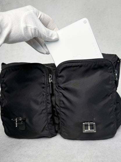 Prada Large Messenger Bag Nylon/Saffiano Leather Black