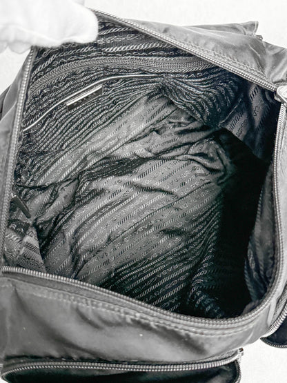 Prada Large Messenger Bag Nylon/Saffiano Leather Black