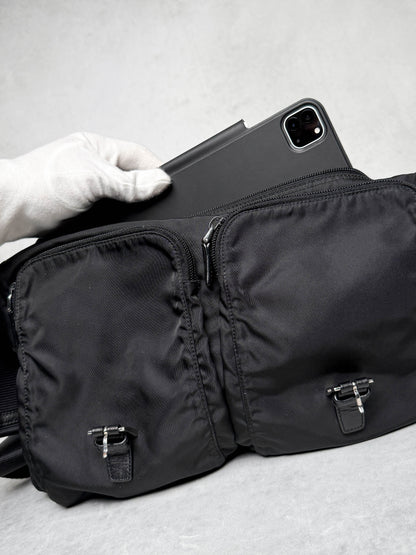 Prada Large Messenger Bag Nylon/Saffiano Leather Black