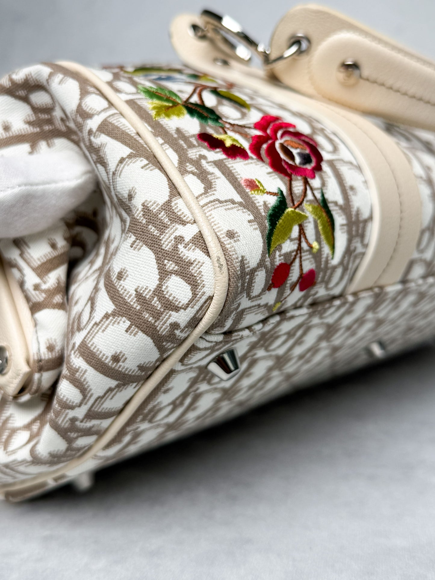 Dior 2005 Diorissimo Floral Embroidered Trotter Bag