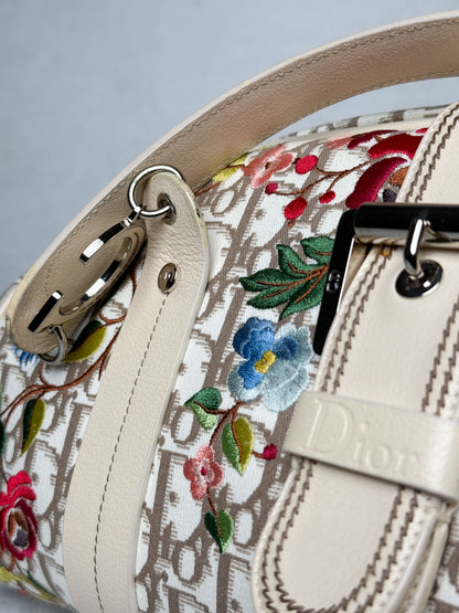Dior 2005 Diorissimo Floral Embroidered Trotter Bag