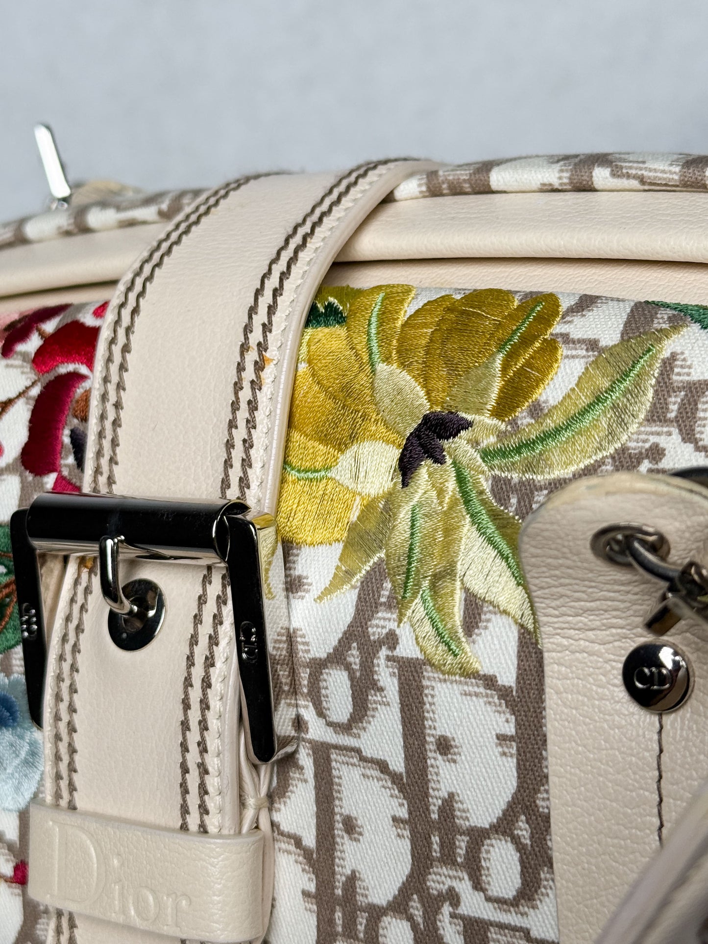 Dior 2005 Diorissimo Floral Embroidered Trotter Bag