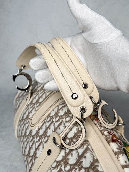 Dior 2005 Diorissimo Floral Embroidered Trotter Bag