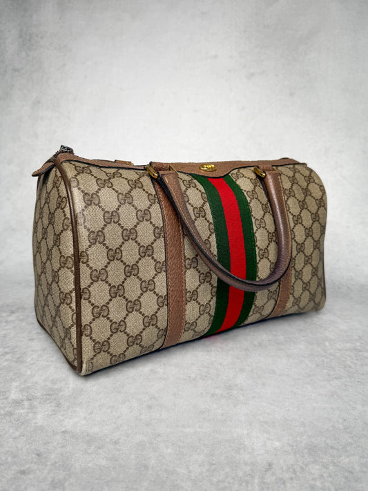 Gucci Vintage 70's Boston Handbag Canvas GG