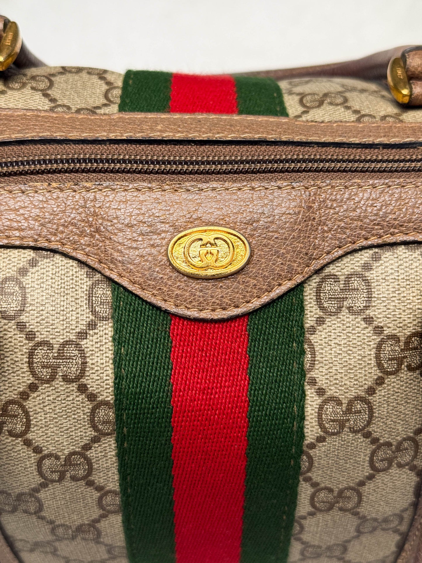 Gucci Vintage 70's Boston Handbag Canvas GG