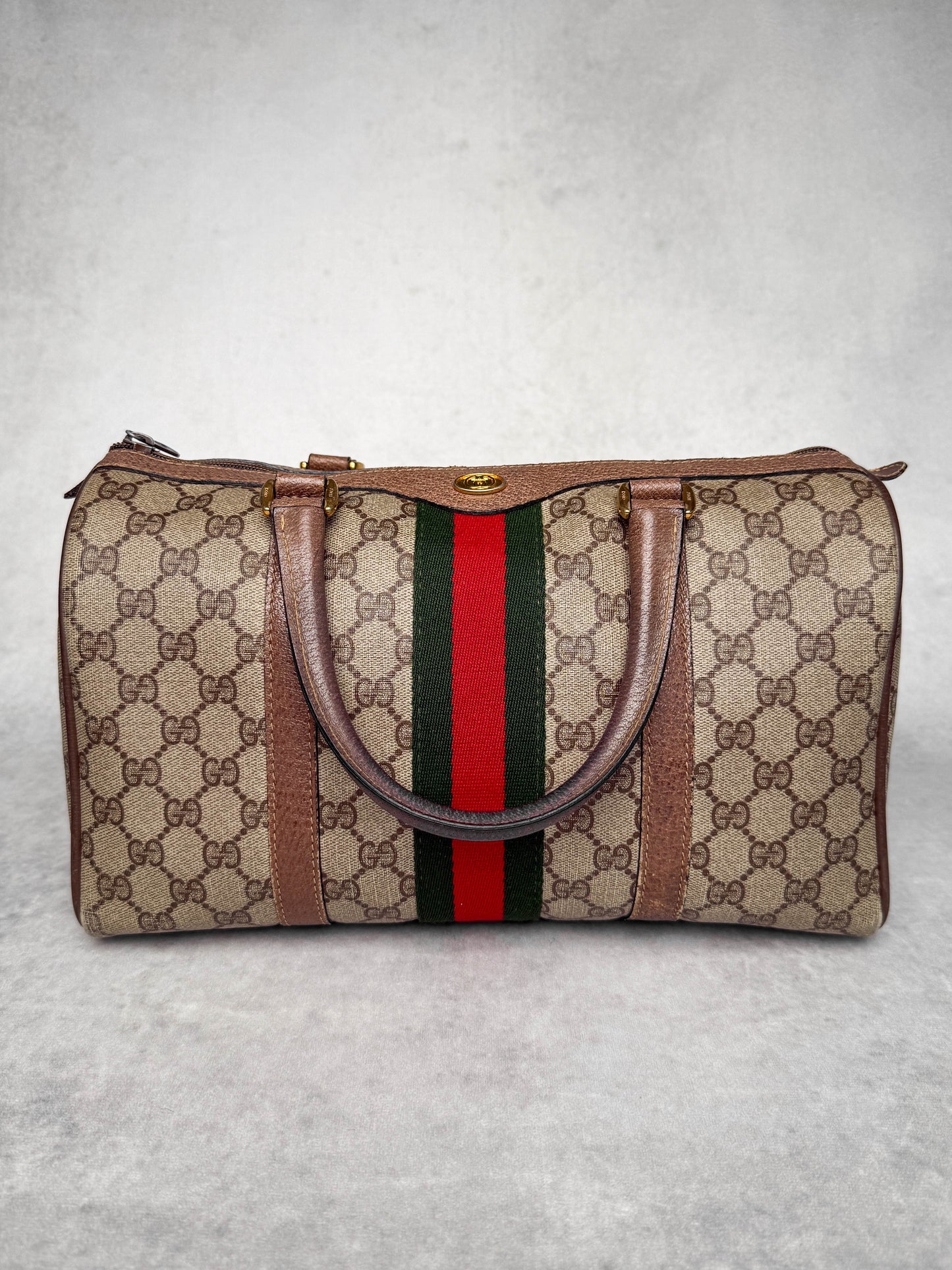Gucci Vintage 70's Boston Handbag Canvas GG