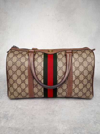 Gucci Vintage 70's Boston Handbag Canvas GG