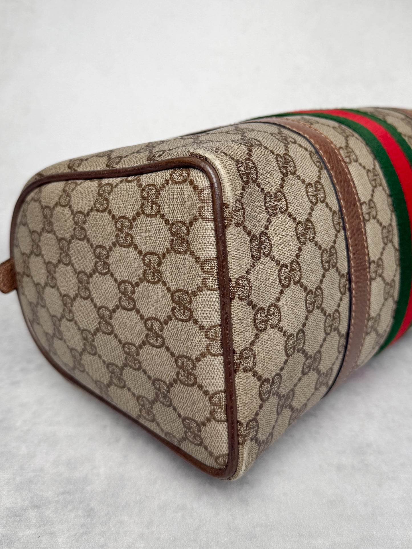 Gucci Vintage 70's Boston Handbag Canvas GG