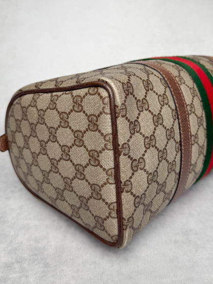 Gucci Vintage 70's Boston Handbag Canvas GG