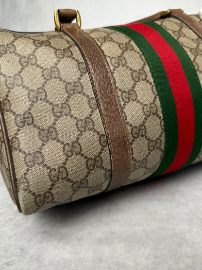 Gucci Vintage 70's Boston Handbag Canvas GG