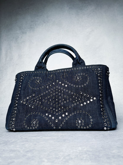 Prada Canapa Denim Tote Bag