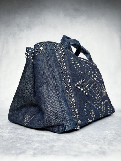 Prada Canapa Denim Tote Bag