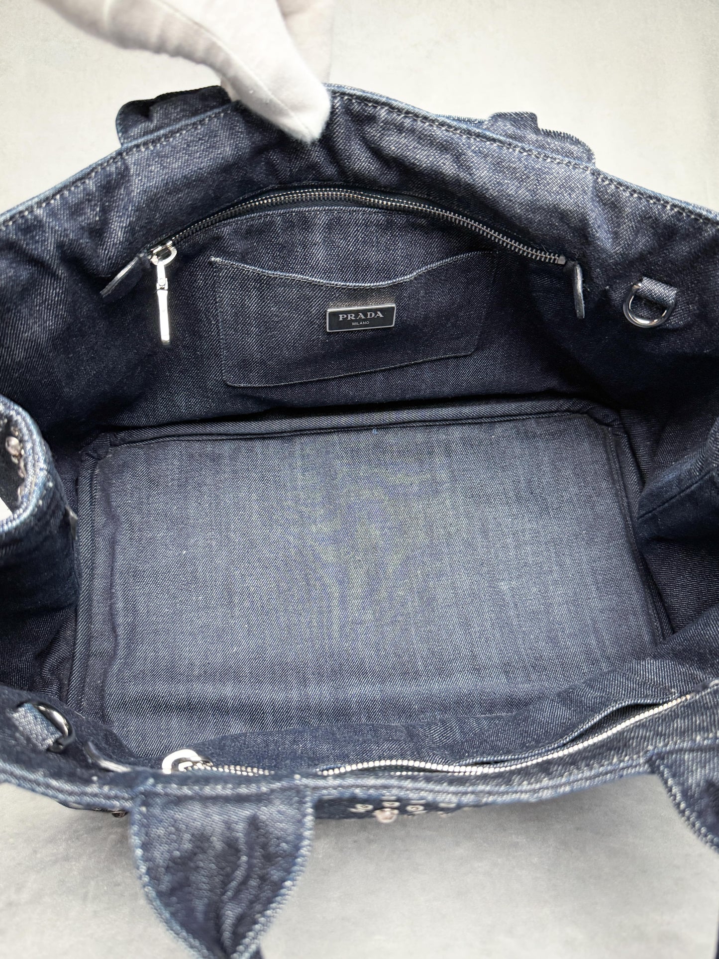 Prada Canapa Denim Tote Bag