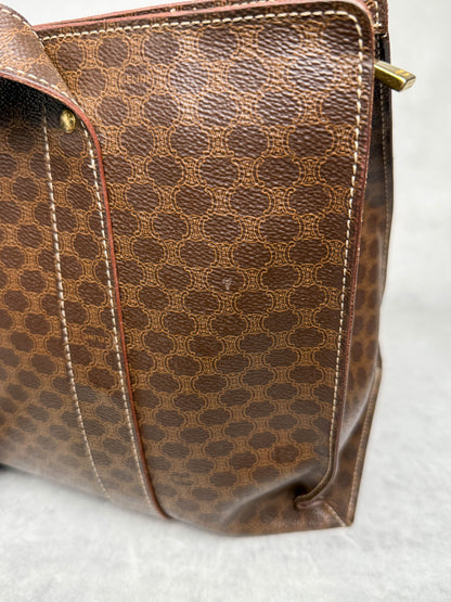 Celine Vintage Brown Macadam Tote Bag Canva/Leather