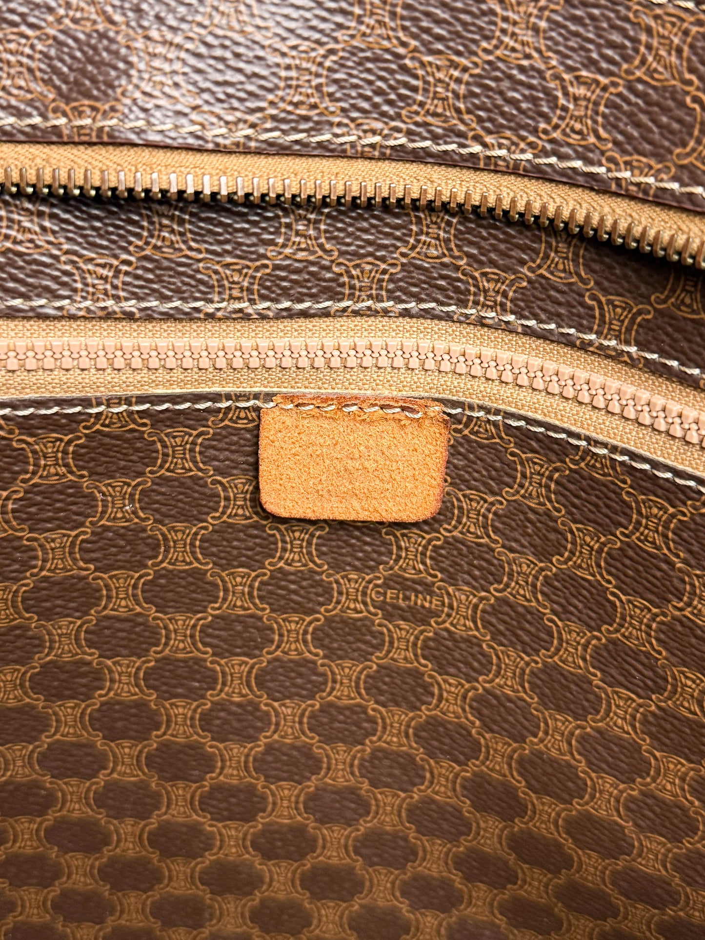 Celine Vintage Brown Macadam Tote Bag Canva/Leather