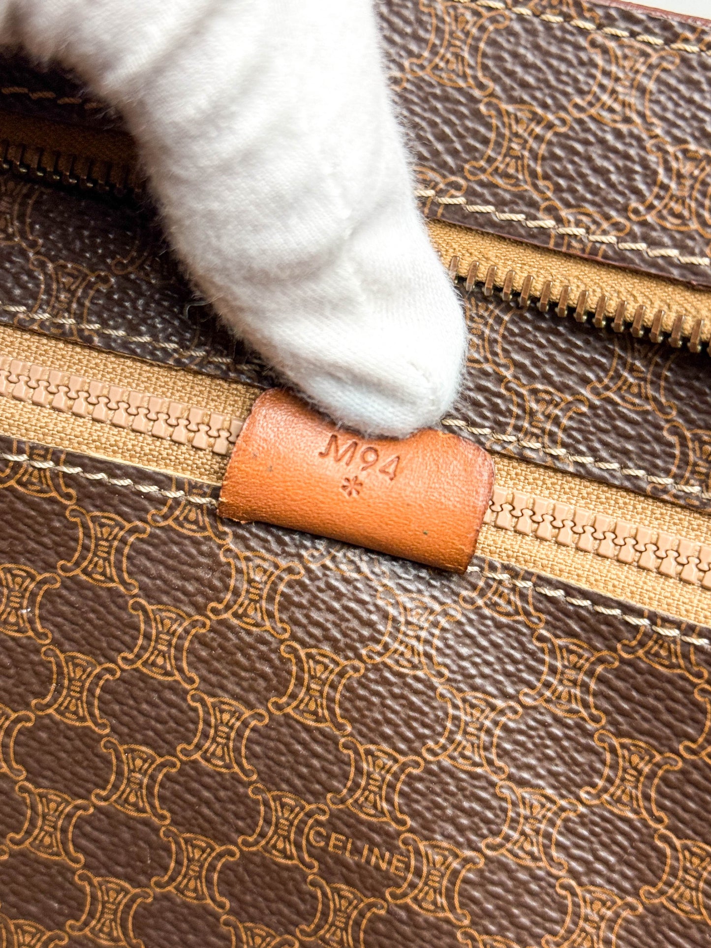 Celine Vintage Brown Macadam Tote Bag Canva/Leather