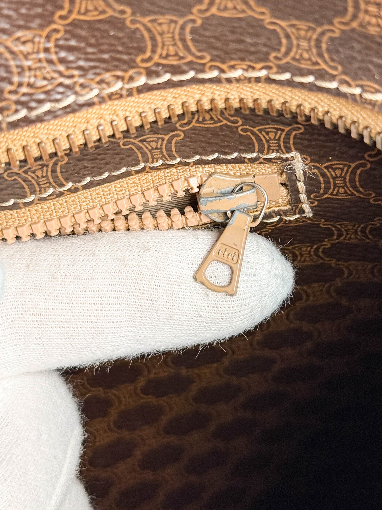 Celine Vintage Brown Macadam Tote Bag Canva/Leather