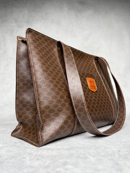 Celine Vintage Brown Macadam Tote Bag Canva/Leather