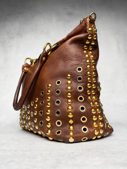 Miu Miu Eyelet Trimmed Bag Brown/Gold