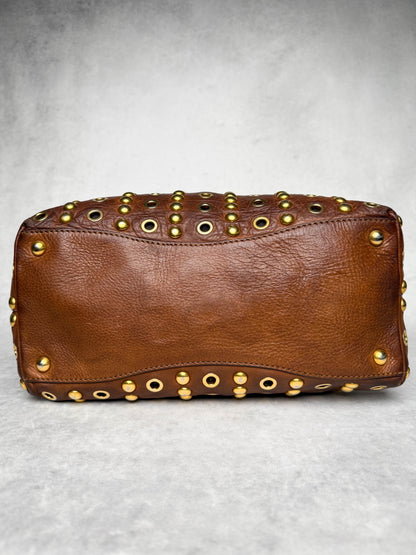 Miu Miu Eyelet Trimmed Bag Brown/Gold