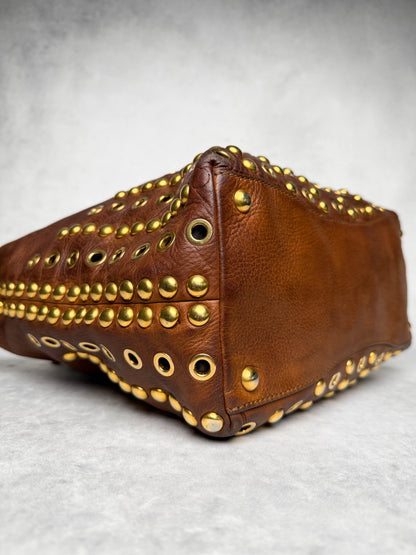 Miu Miu Eyelet Trimmed Bag Brown/Gold