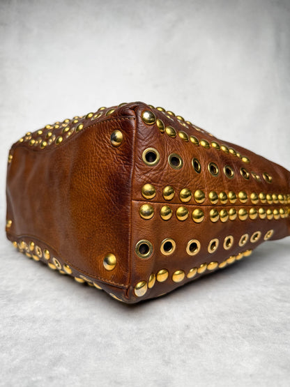 Miu Miu Eyelet Trimmed Bag Brown/Gold
