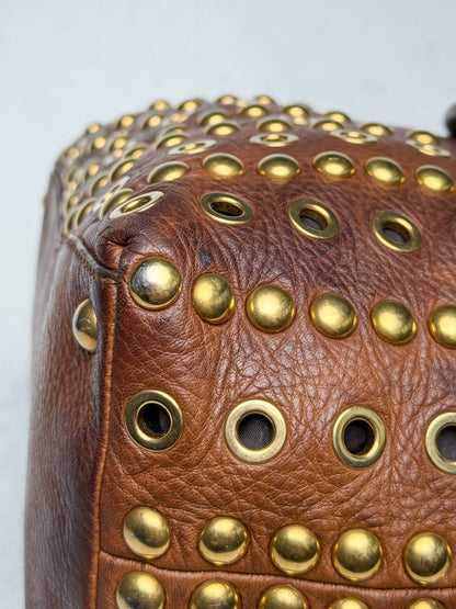 Miu Miu Eyelet Trimmed Bag Brown/Gold