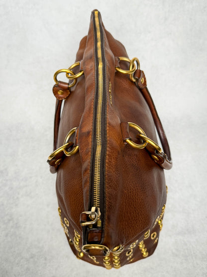 Miu Miu Eyelet Trimmed Bag Brown/Gold