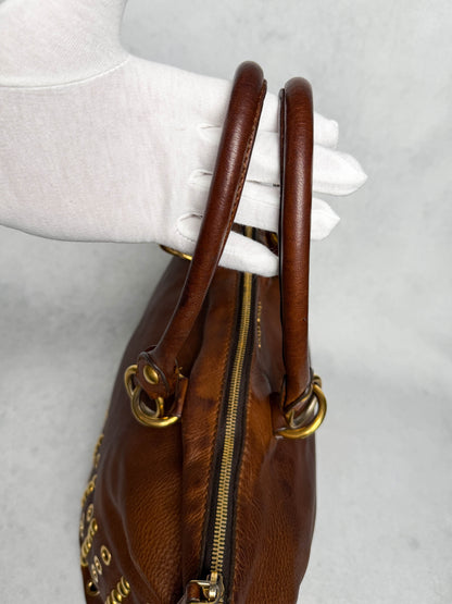 Miu Miu Eyelet Trimmed Bag Brown/Gold