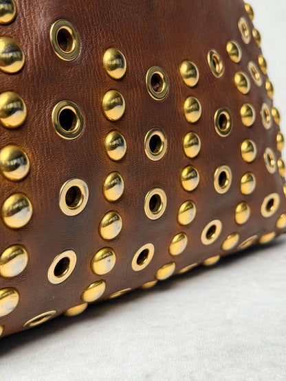 Miu Miu Eyelet Trimmed Bag Brown/Gold