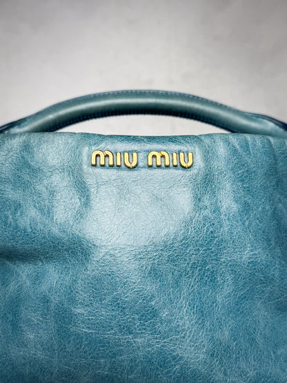 Miu Miu Hobo Bag Turqoise Leather