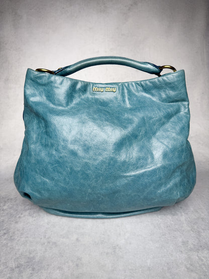 Miu Miu Hobo Bag Turqoise Leather